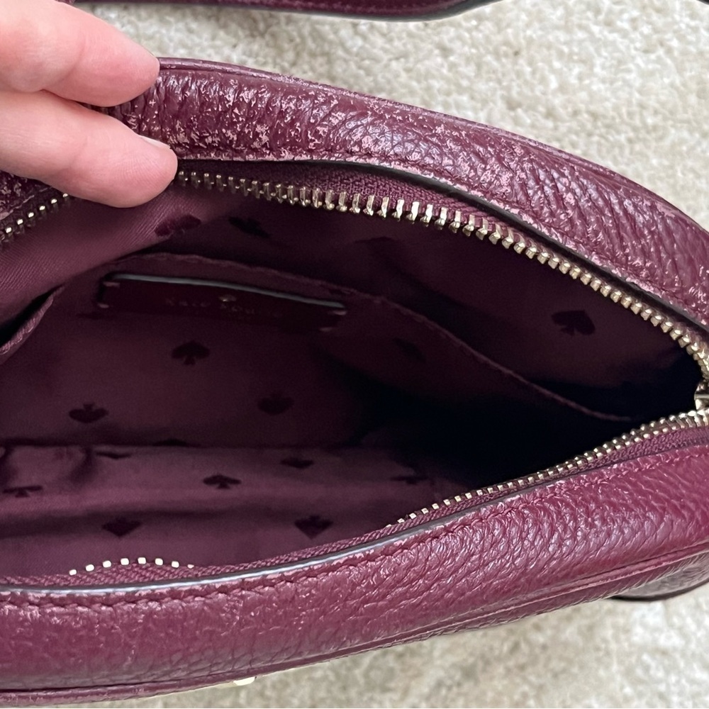 Kate Spade Pebbled Leather Crossbody Should Purse Bag-Burgundy/Maroon-Preppy-Wmn - Picture 8 of 15